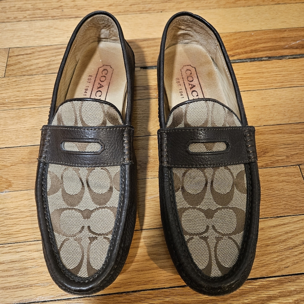 Coach Neal Brown Signature Pebbles Leather Driving Loafer Mens Size 7.5 M